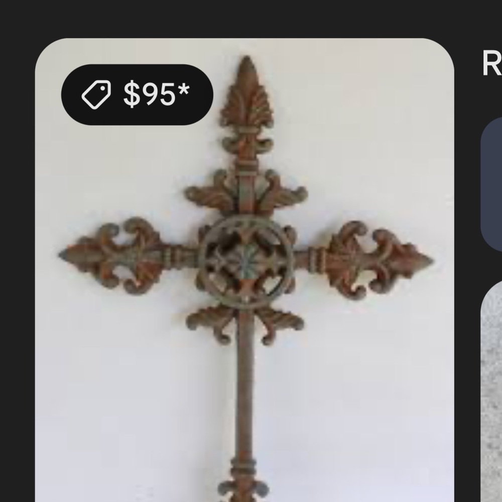 Beautiful Rustic Iron Cross Decor Rusty Had it hanging in garden - Picture 10 of 10
